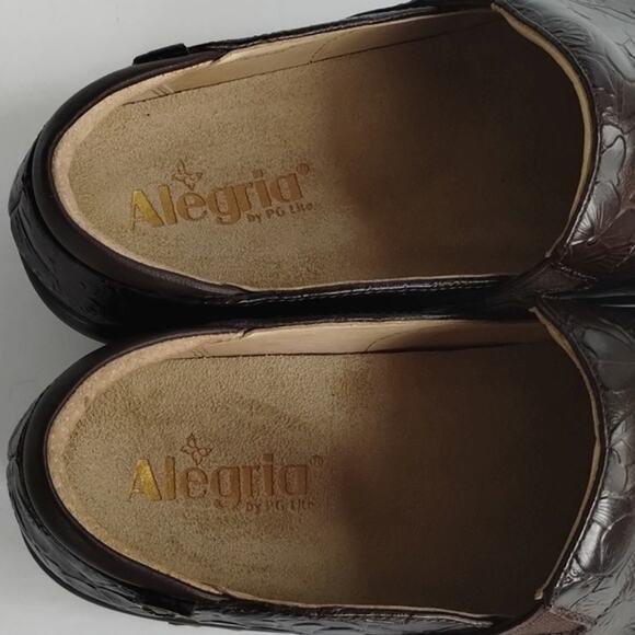 Alegria NEW Keli Flutter Choco Brown Floral Tooled Leather Professional Clog 42 - Picture 4 of 14
